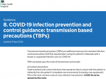 8. COVID-19 infection prevention and control guidance: transmission based precautions (TBPs)